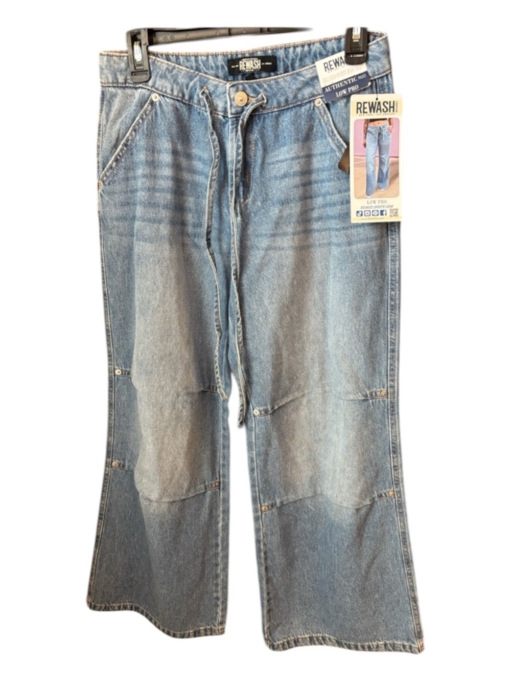 Rewash Light Blue Wide-Leg Patchwork Jeans - Picture 2 of 6